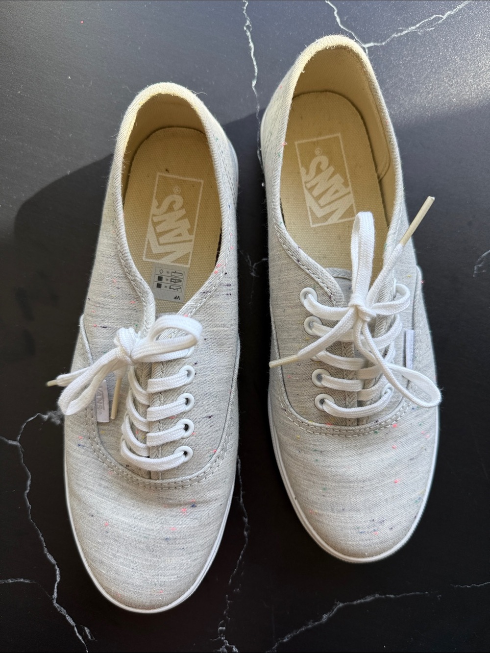 Vans Women's Light Gray Canvas Sneakers with Subtle Multicolor Speckles 6.5 W